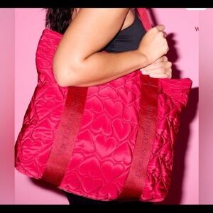 Stylish Red Quilted Tote Bag